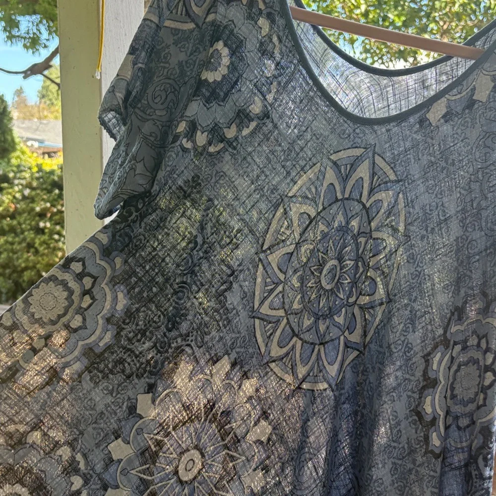 100% Cotton Loose Weave Midi Shift in Blue Mandala Design - XL - Picture 7 of 7